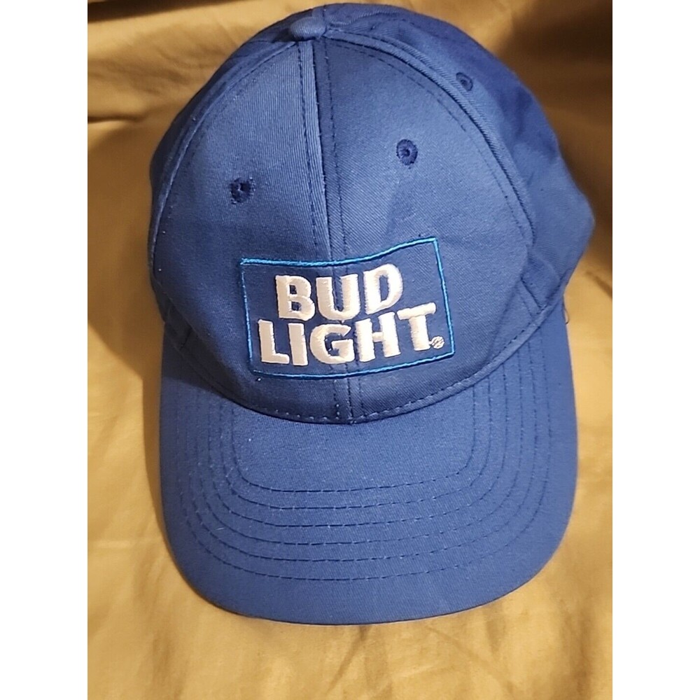 Bud Light Blue Cotton Strap Back St Louis Brewery Cap. Fading ON Front Panel